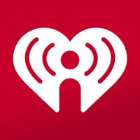 the iheartradio logo on a red background